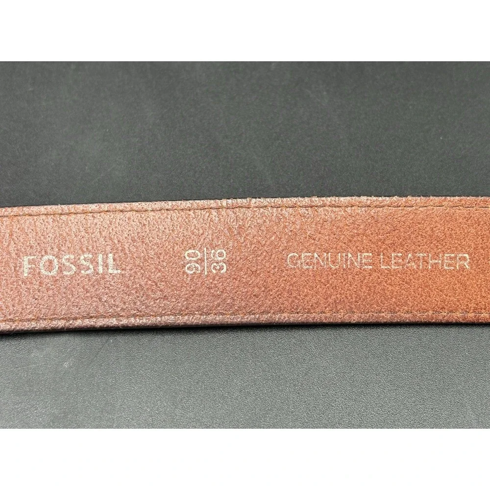 Fossil Men's Brown Leather Belt 90/36 Silver Buckle MB102222236 US Seller GUC